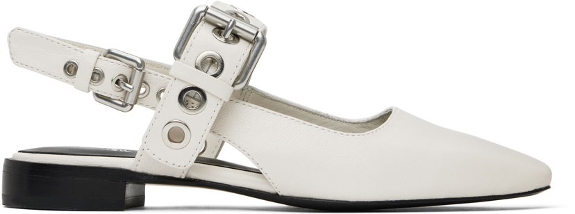 Догляд за взуттям rag & bone Rag & Bone Moto Astra Leather Slingback Slippers білий | WFF25SF1013LE13