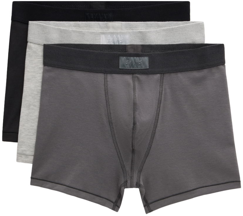 Боксери SKIMS Three-Pack Cotton Boxer Briefs Сірий | BO-BBR-5634M