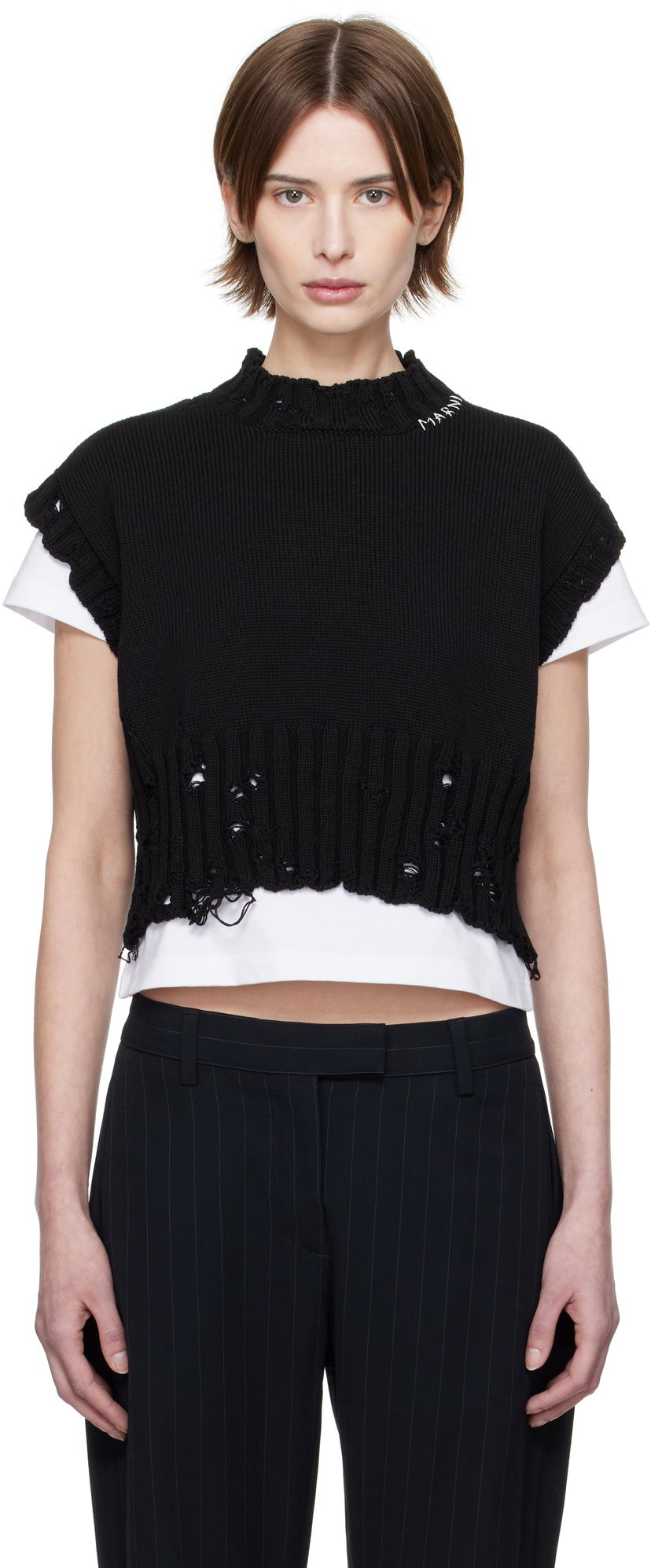 Cветр Marni Marni Distressed Sleeveless Sweater чорний | GCMD0578E0 UFC652