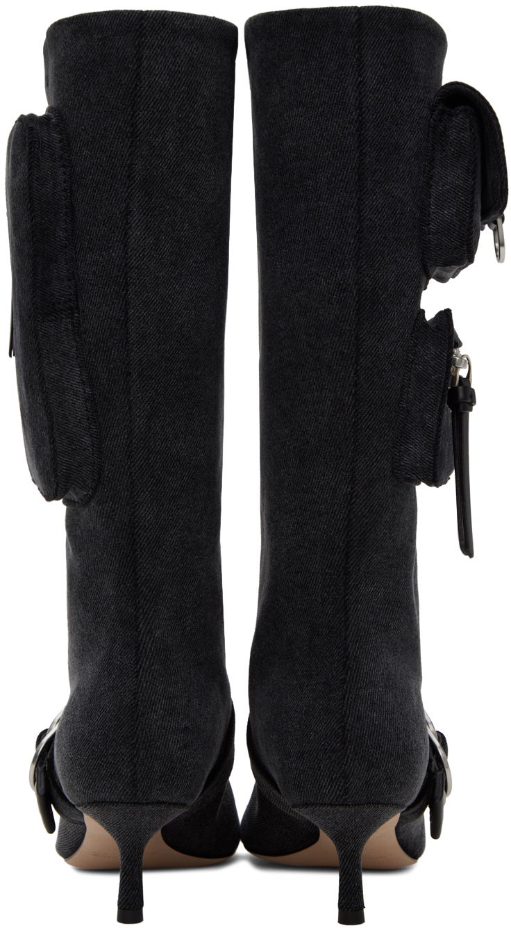 Одяг Blumarine Blumarine Jeanne Denim Kitten Heel Boots чорний | 6F3525TX02994013, 1
