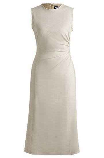 плаття BOSS Sleeveless Frayed and Gathered Midi Dress бежевий | 50537879