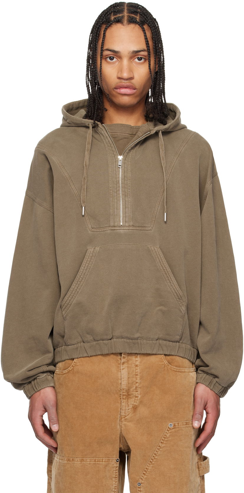 Світшоти ISABEL MARANT Isabel Marant Yanis Quarter-Zip Hoodie Зелений | 25PSW0155HA-C1G05H