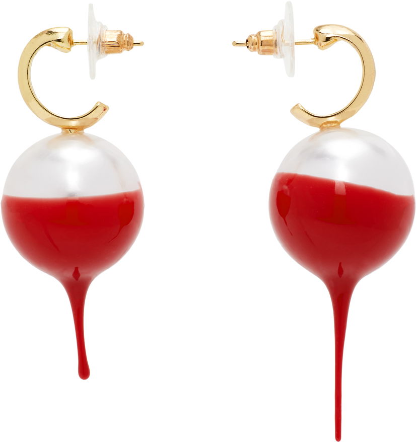 Сережки Ottolinger Ottolinger Dipped Pearl Drop Earrings Червоний | 125-902625-02
