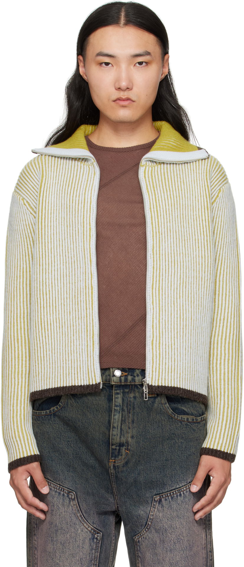 Cветр Eckhaus Latta Eckhaus Latta Huddle Zip Sweater Жовтий | 8267-EL-PF25-C