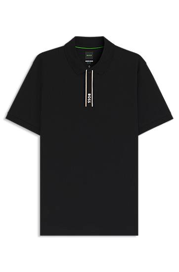 Сорочка поло BOSS Paddy polo shirt with striped placket and logo чорний | 50549362