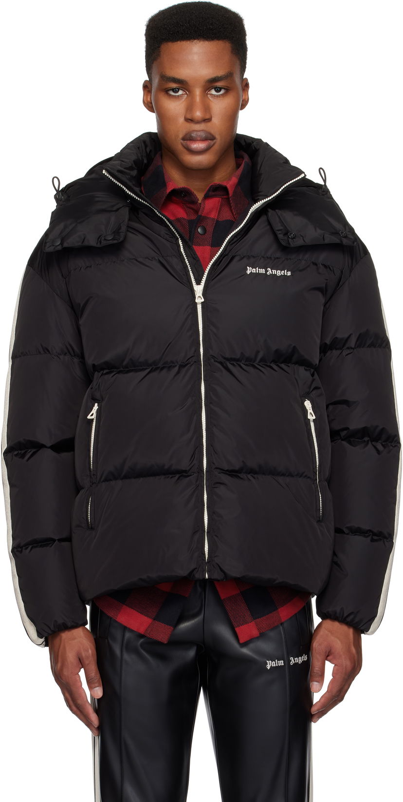 Пуховик Palm Angels Hooded Track Down Jacket чорний | PMED028C99FAB0011003