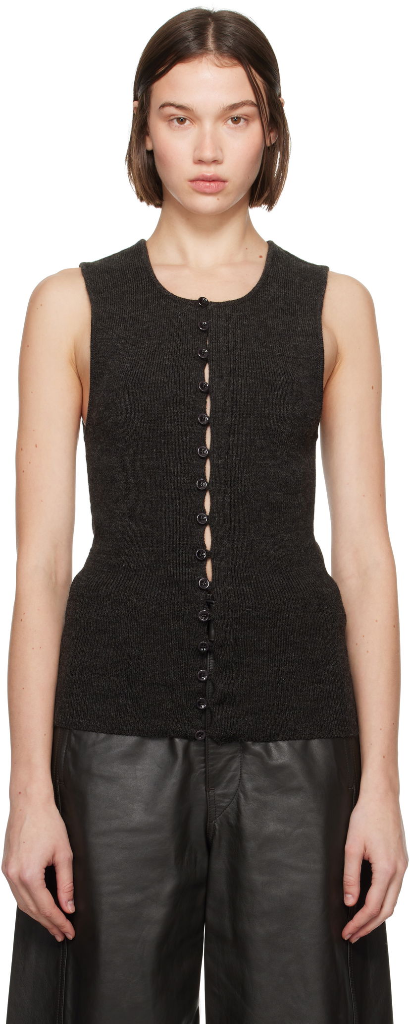 Безрукавка LEMAIRE Fitted Button Cardigan Коричневий | TO1270 LK1028