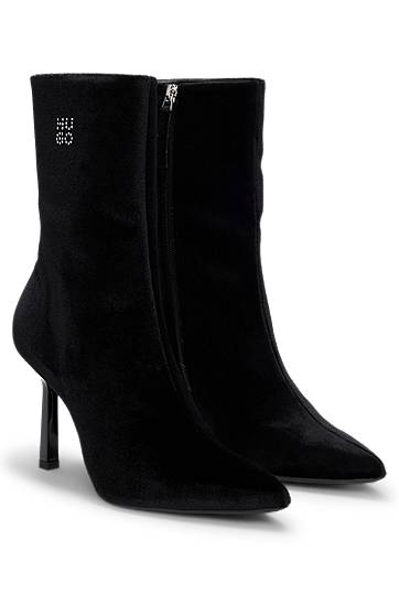 Пальто BOSS Velvet Ankle Boots with Stacked Logo чорний | 50529809