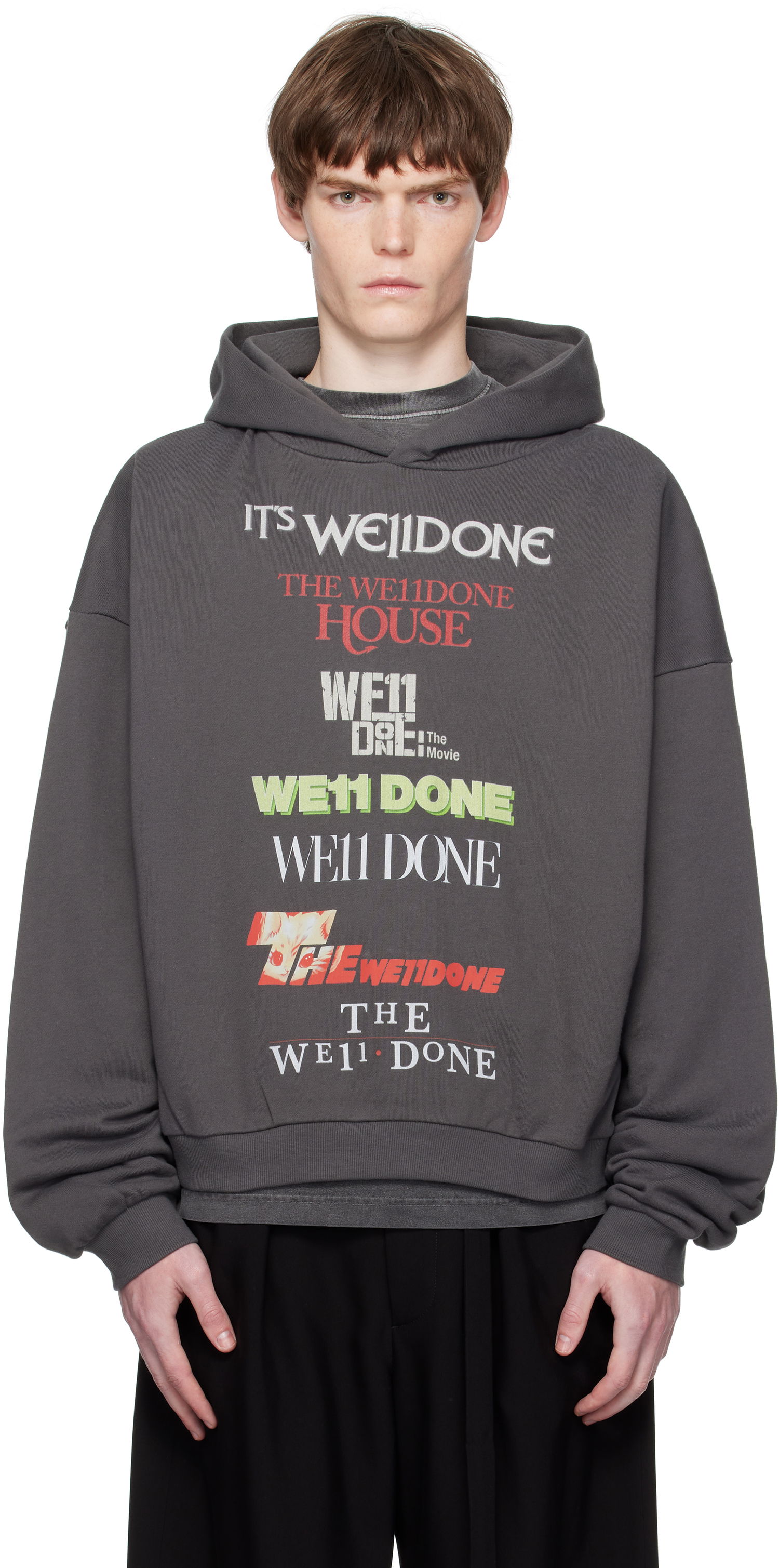 Світшоти We11done We11done Multi Logo Print Hoodie Сірий | WD-TH2-25-832-U-GY, 0