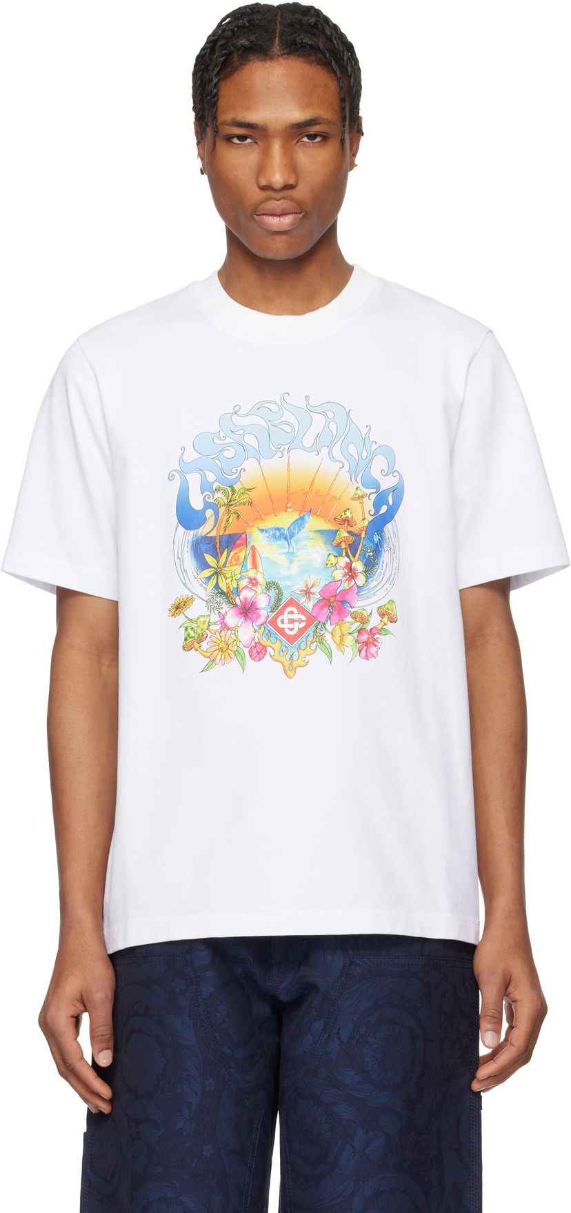 Футболка Casablanca Casablanca Surf Trip Graphic T-Shirt білий | MS25-JTS-001-04