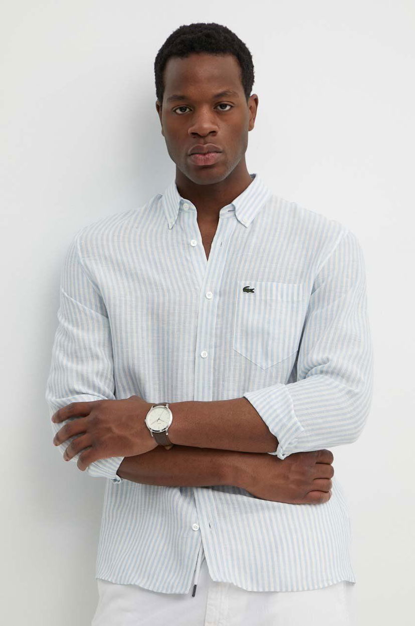 Сорочка Lacoste Lacoste Linen Regular Fit Button-Down Shirt Синій | CH6985