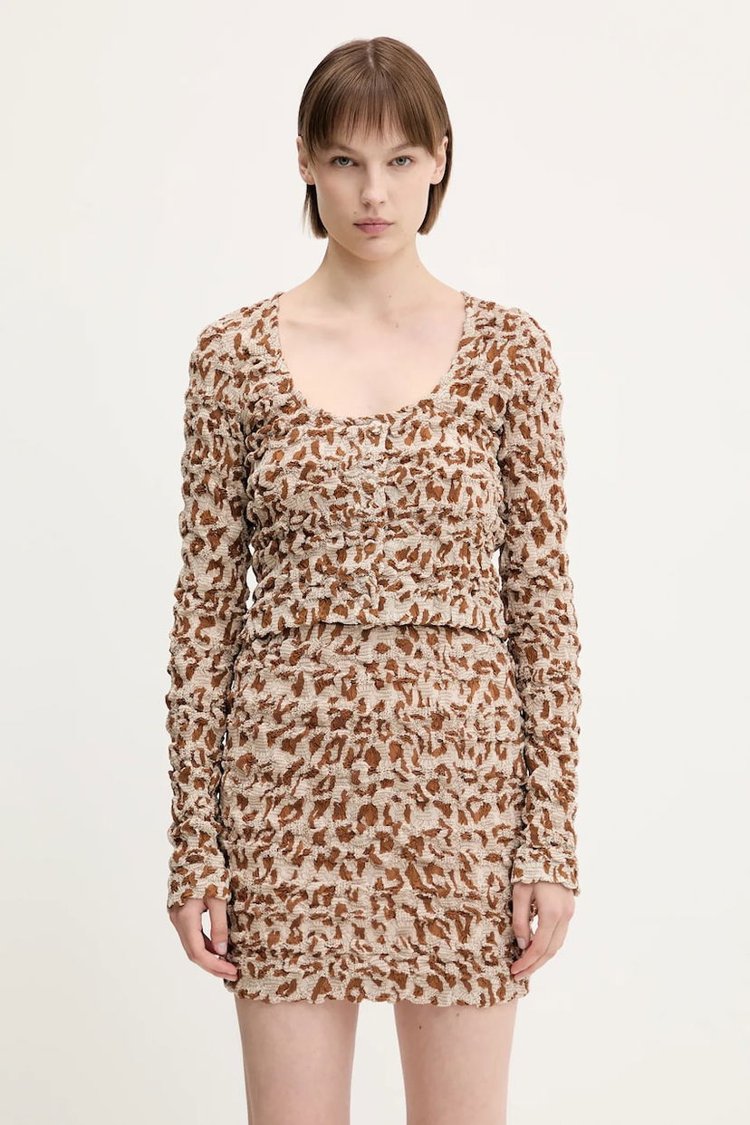 Спідниця Nanushka Nanushka JYLAN Patterned Knit Top and Mini Skirt Set бежевий | NW25SSTP30574