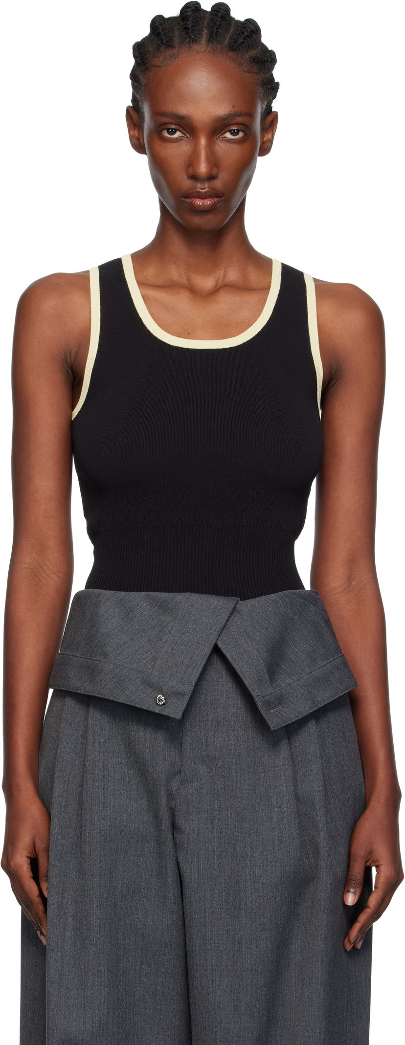 Безрукавка JW Anderson JW Anderson Contrast Trim Ribbed Knit Tank Top чорний | KW1442-YN0432