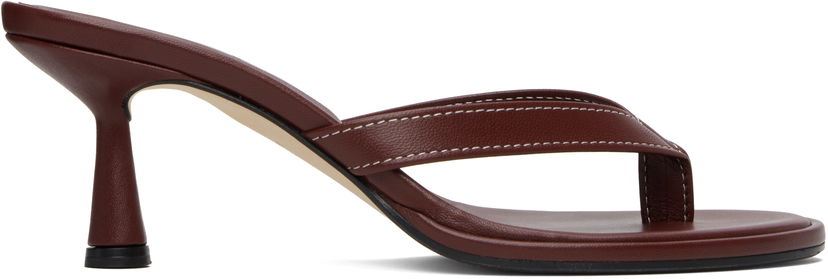 Аксесуари Aeyde Aeyde Daphne Leather Toe-Post Heeled Sandals Бордовий | A11-HS-AEAR75CI187-SS25-955-007