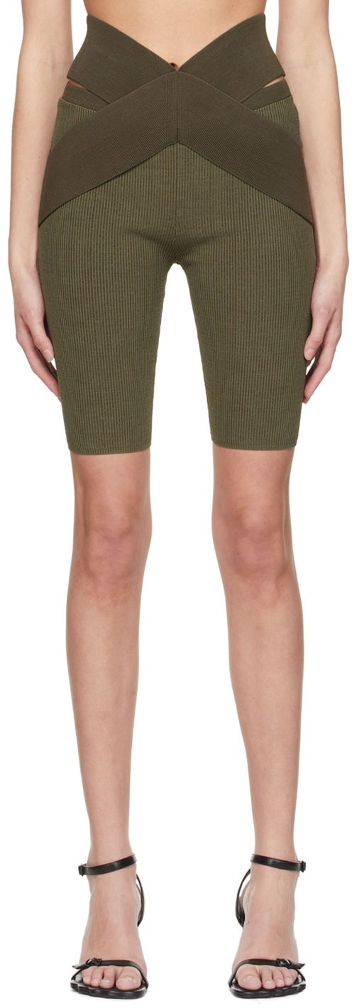 Шорти Dion Lee Cross Waistband Ribbed Bike Shorts Зелений | C7081S22