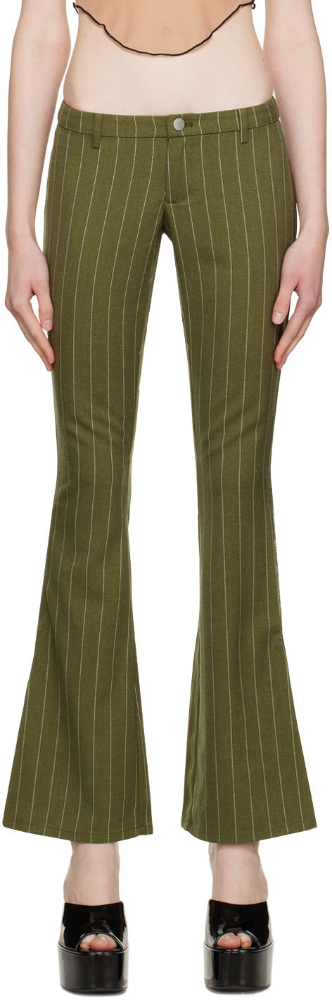 Штани Miaou Miaou Thea Pinstripe Flare Trousers Зелений | 1029SWBOVP