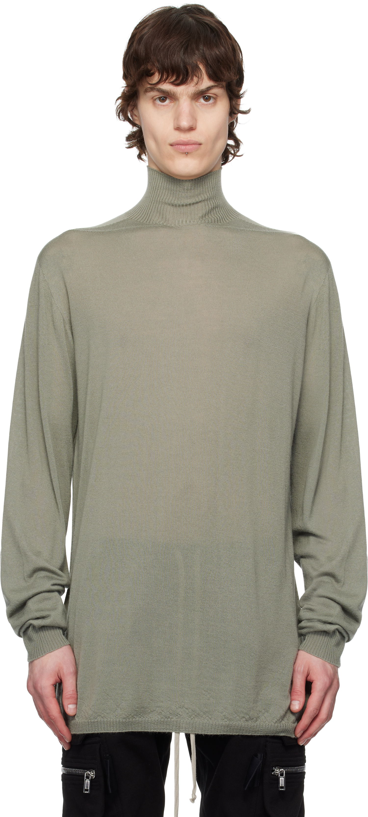 Cветр Rick Owens Rick Owens Hollywood Oversized Turtleneck Зелений | RU01E5626 WS, 0