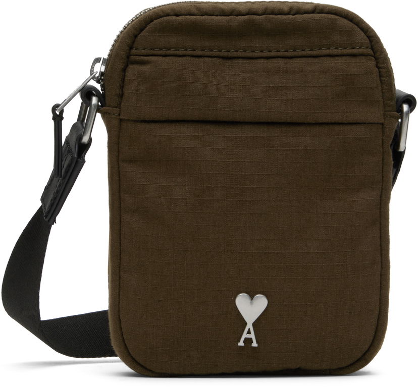 Сумка AMI AMI Small Ami de Coeur Canvas Crossbody Bag Зелений | ULL011.AW0074