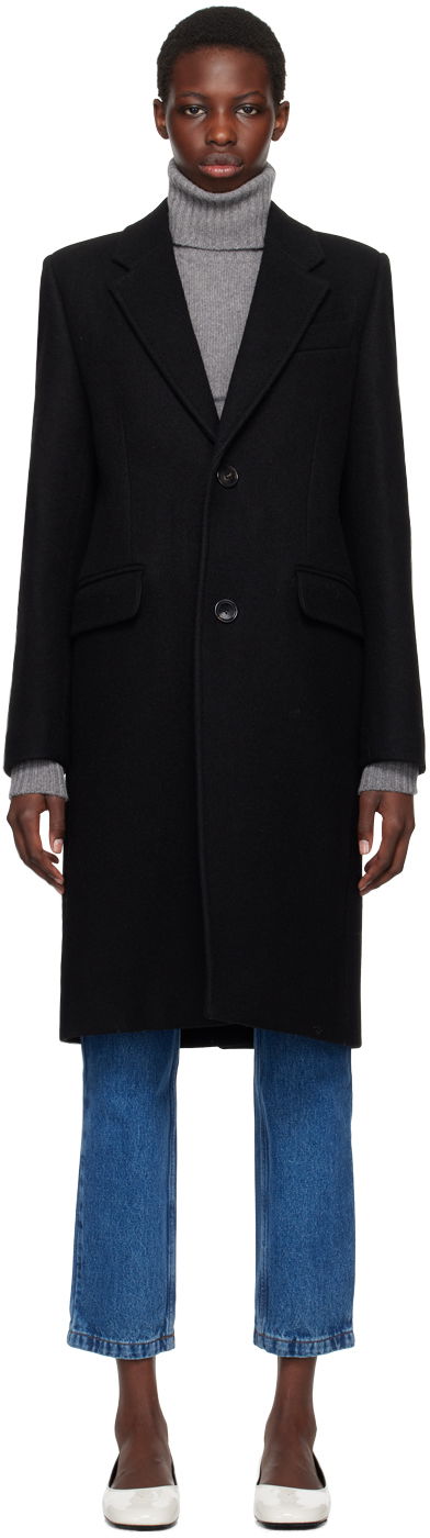 Пальто AMI Paris Black Two-Button Coat чорний | FCO010.WV0049