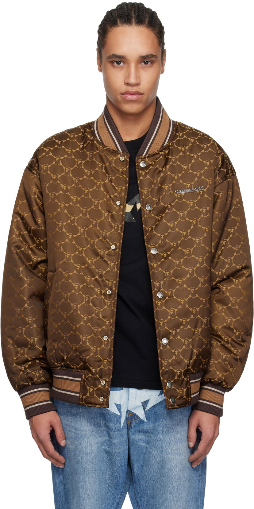 Куртка бомбер BAPE BAPE ABC Camo Jacquard Reversible Bomber Jacket Коричневий | 001HJL301301M