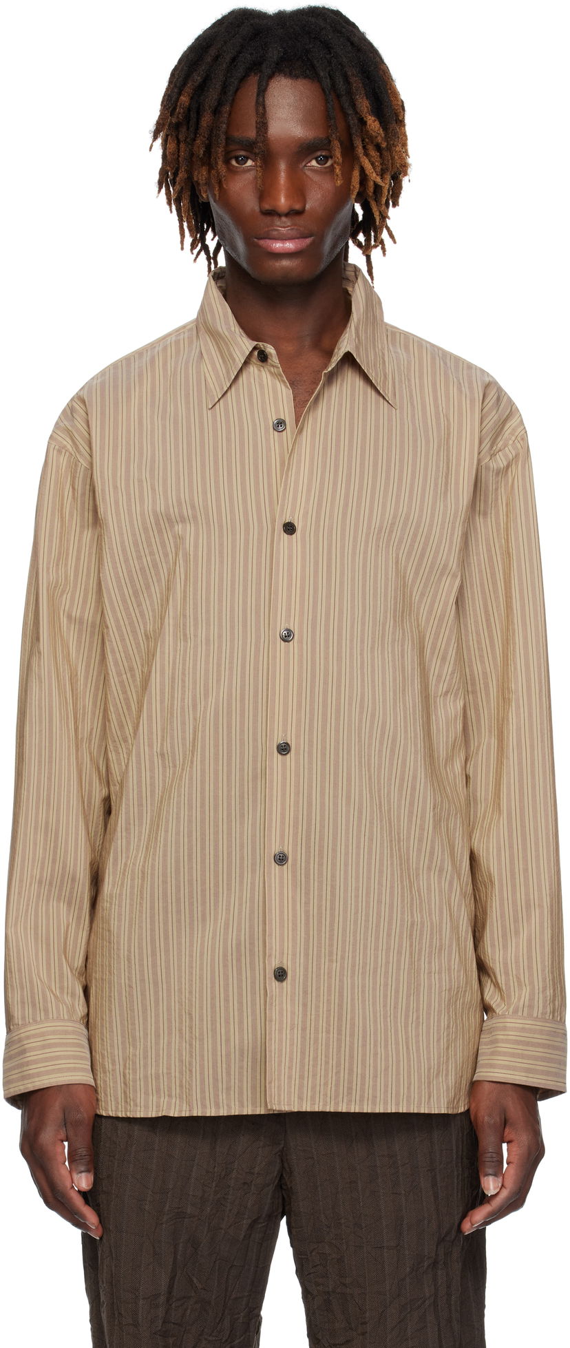 Сорочка Dries Van Noten Dries Van Noten Loose Cotton Shirt бежевий | 251-020732-1524