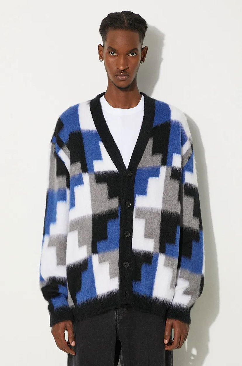 Cветр Marcelo Burlon AOP Damier Cross Knit Cardigan Сірий | CMHB001F24KNI0010645