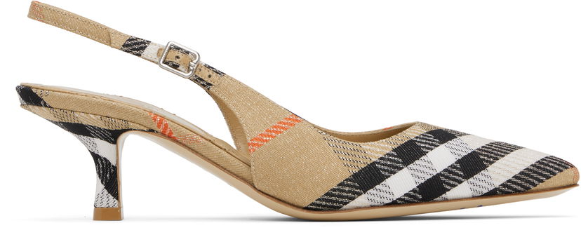 Кросівки та взуття Burberry Burberry Birdie Check Slingback Pumps бежевий | 8106171