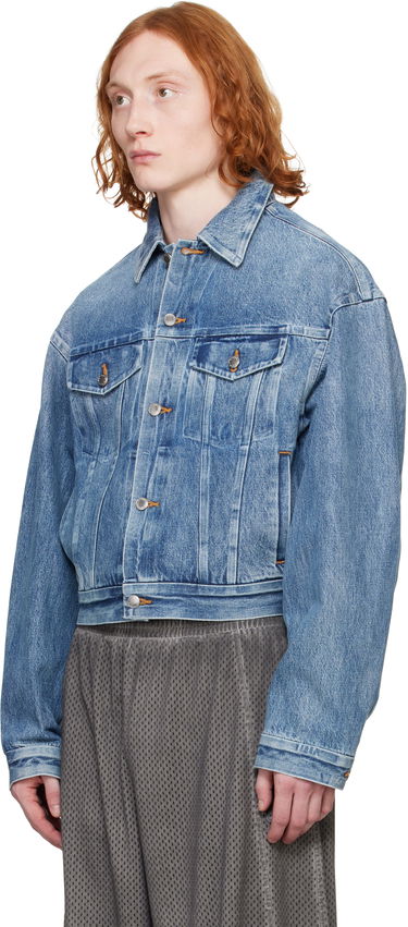 Куртка Alexander Wang Alexander Wang Rounded Trucker Denim Jacket with Faux Fur Collar Синій | 6WC1252066, 3