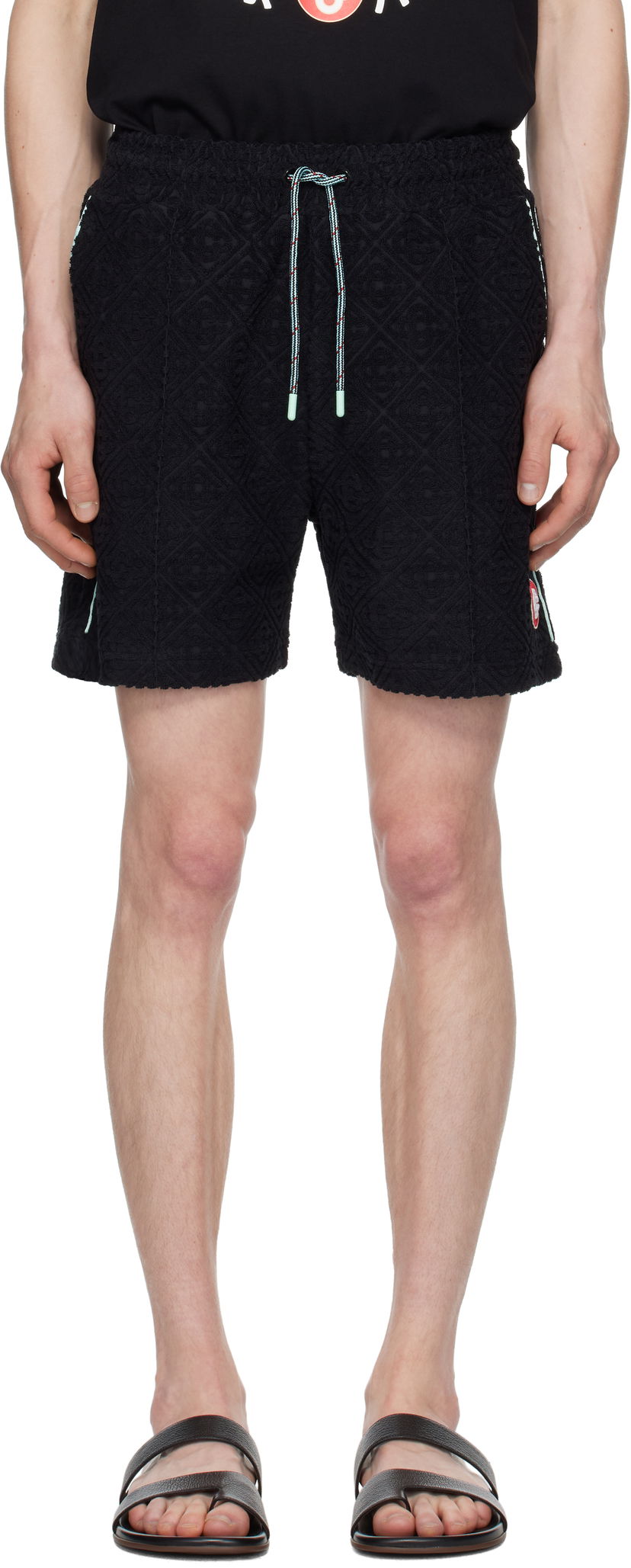 Шорти Casablanca Casablanca Monogram Jacquard Towelling Shorts чорний | MPF25-JTR-271-02