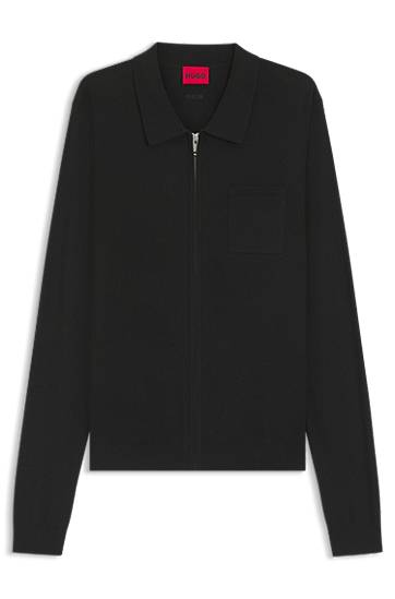 Куртка BOSS Regular-Fit Knit Zip-Front Jacket чорний | 50543769