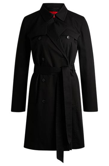 Тренчкот BOSS Double-Breasted Regular-Fit Cotton Trench Coat чорний | 50533902