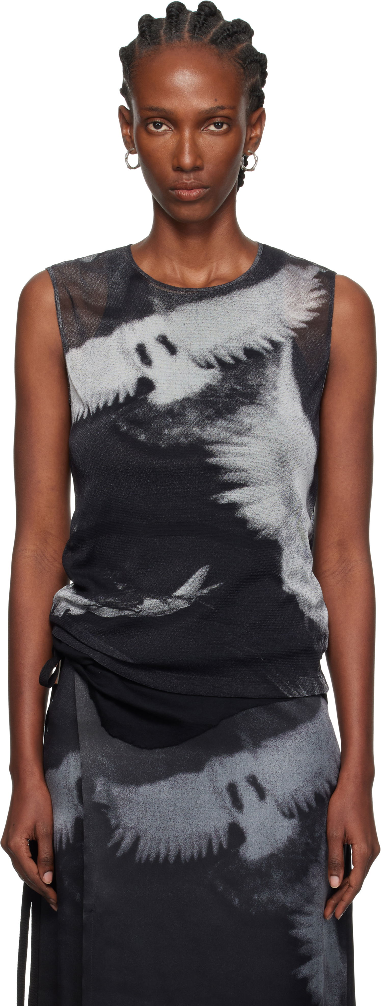 Безрукавка Ann Demeulemeester Ann Demeulemeester Doves Printed Tulle Tank Top чорний | 2520-W-JTO05-FA657-D0097, 0