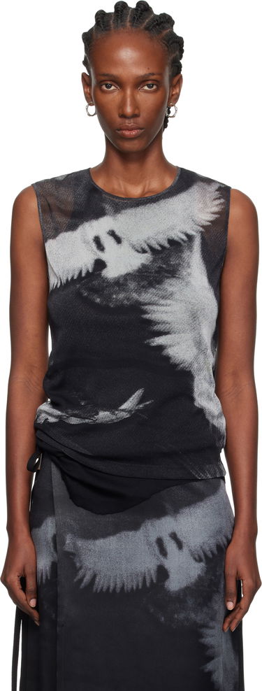 Безрукавка Ann Demeulemeester Ann Demeulemeester Doves Printed Tulle Tank Top чорний | 2520-W-JTO05-FA657-D0097, 0