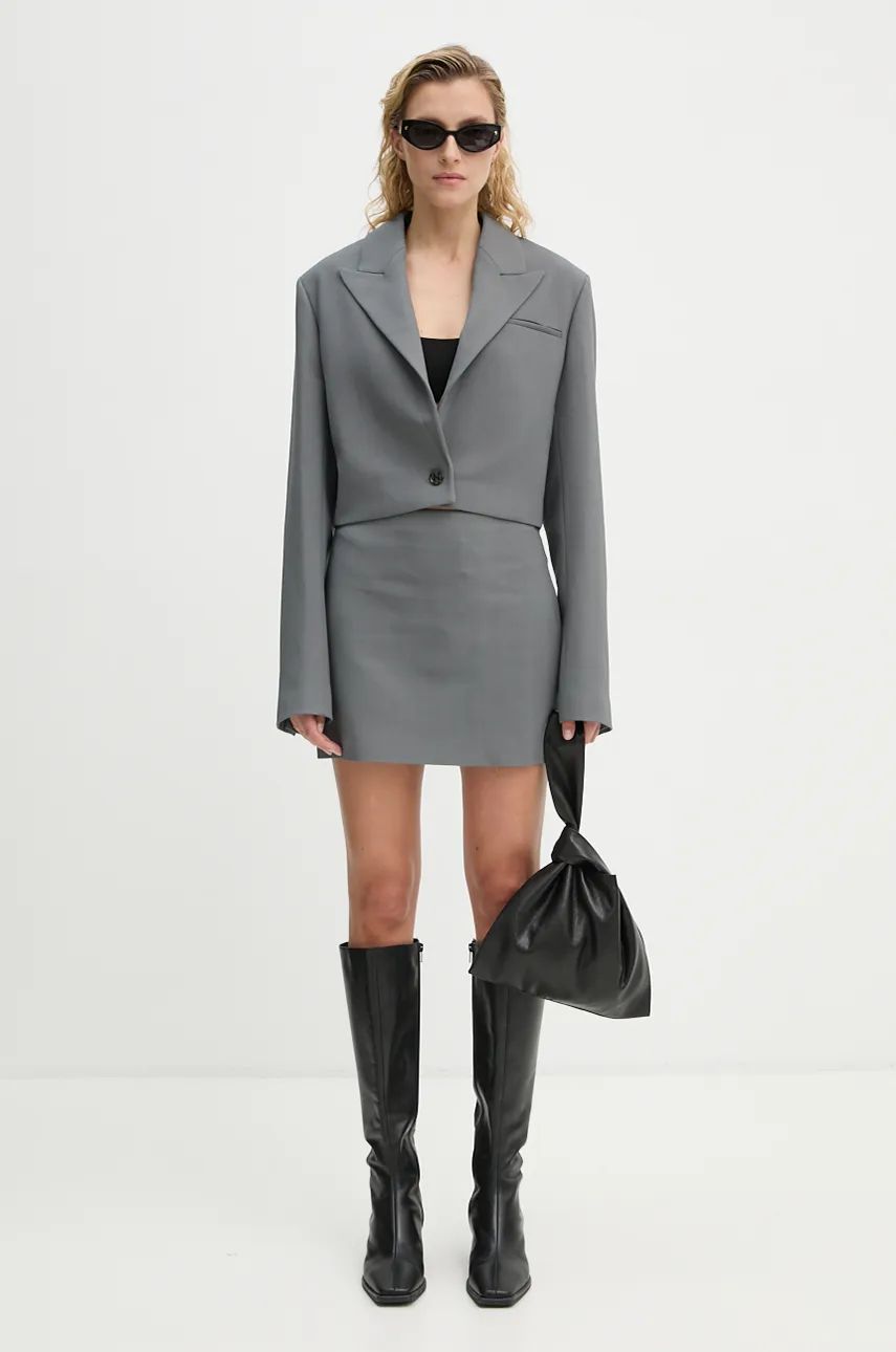 Куртка Nanushka Single-Button Cropped Blazer Сірий | NW24PFSG18655, 1