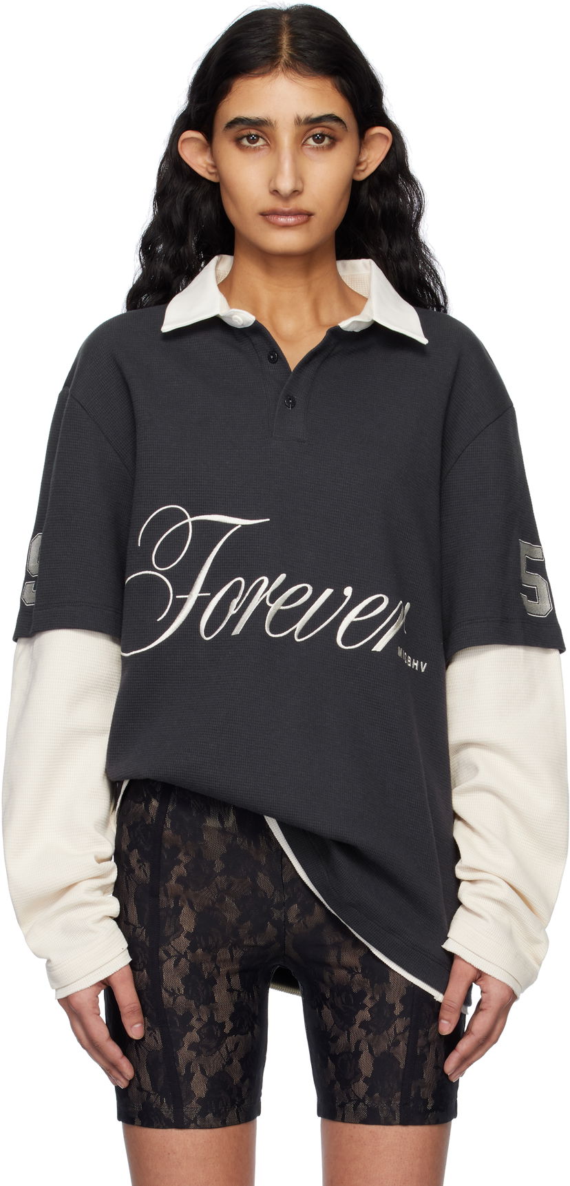 Сорочка поло MISBHV MISBHV 'Forever' Double Layer Polo чорний | 250W152