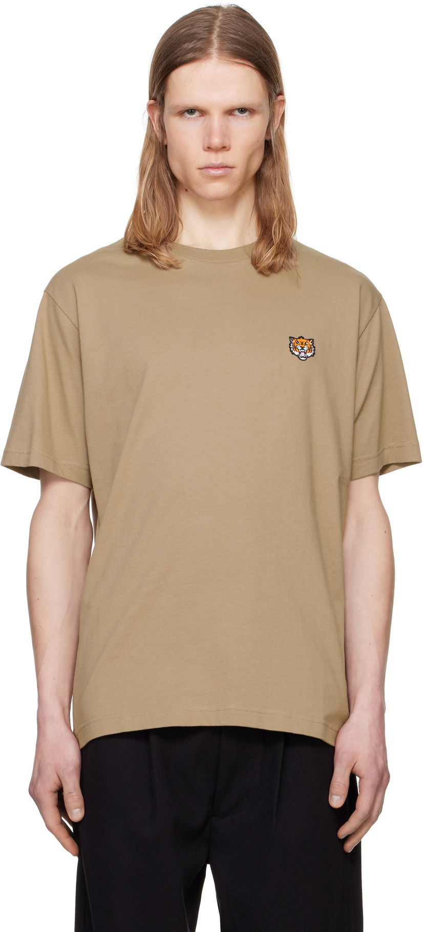 Футболка KENZO Kenzo Paris 'Happy Tiger' Embroidered T-Shirt бежевий | FF55TS5274SG