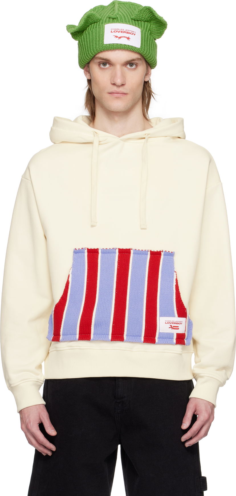 Світшоти Charles Jeffrey Loverboy Charles Jeffrey LOVERBOY Knit Patch Rabbit Ears Hoodie білий | 54100901