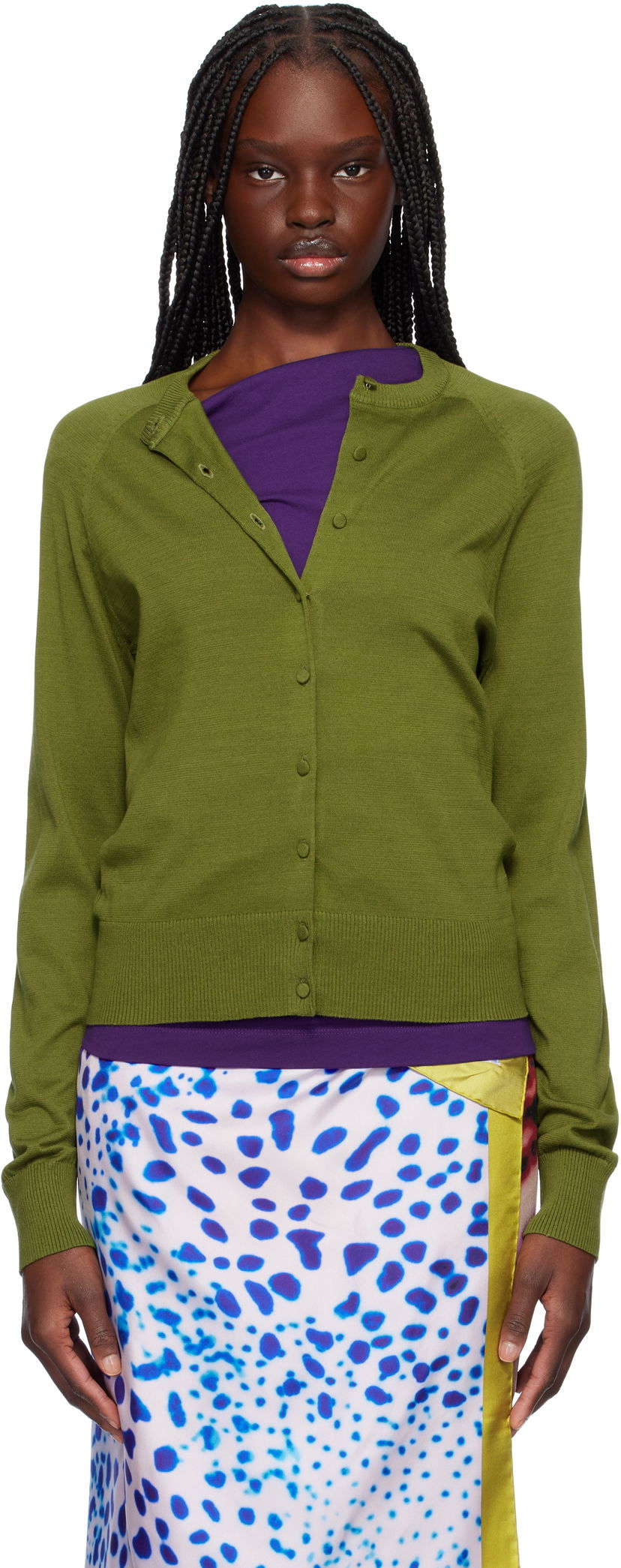 Cветр Dries Van Noten Dries Van Noten Cotton Knit Cardigan Зелений | 251-011207-1702
