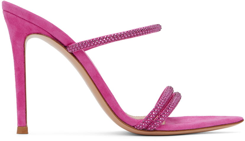 Аксесуари Gianvito Rossi Gianvito Rossi Cannes Crystal-Embellished Suede Heeled Sandals Рожевий | G16090.15RIC.CAM