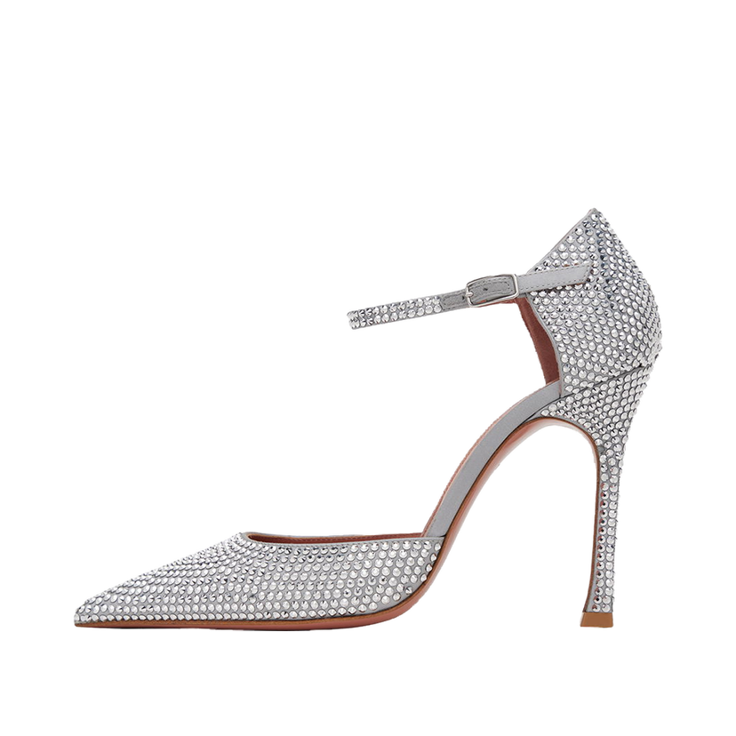 Кросівки та взуття Amina Muaddi Crystal Embellished Slingback Pumps Сірий | VITTORIA PUMP SR SATIN