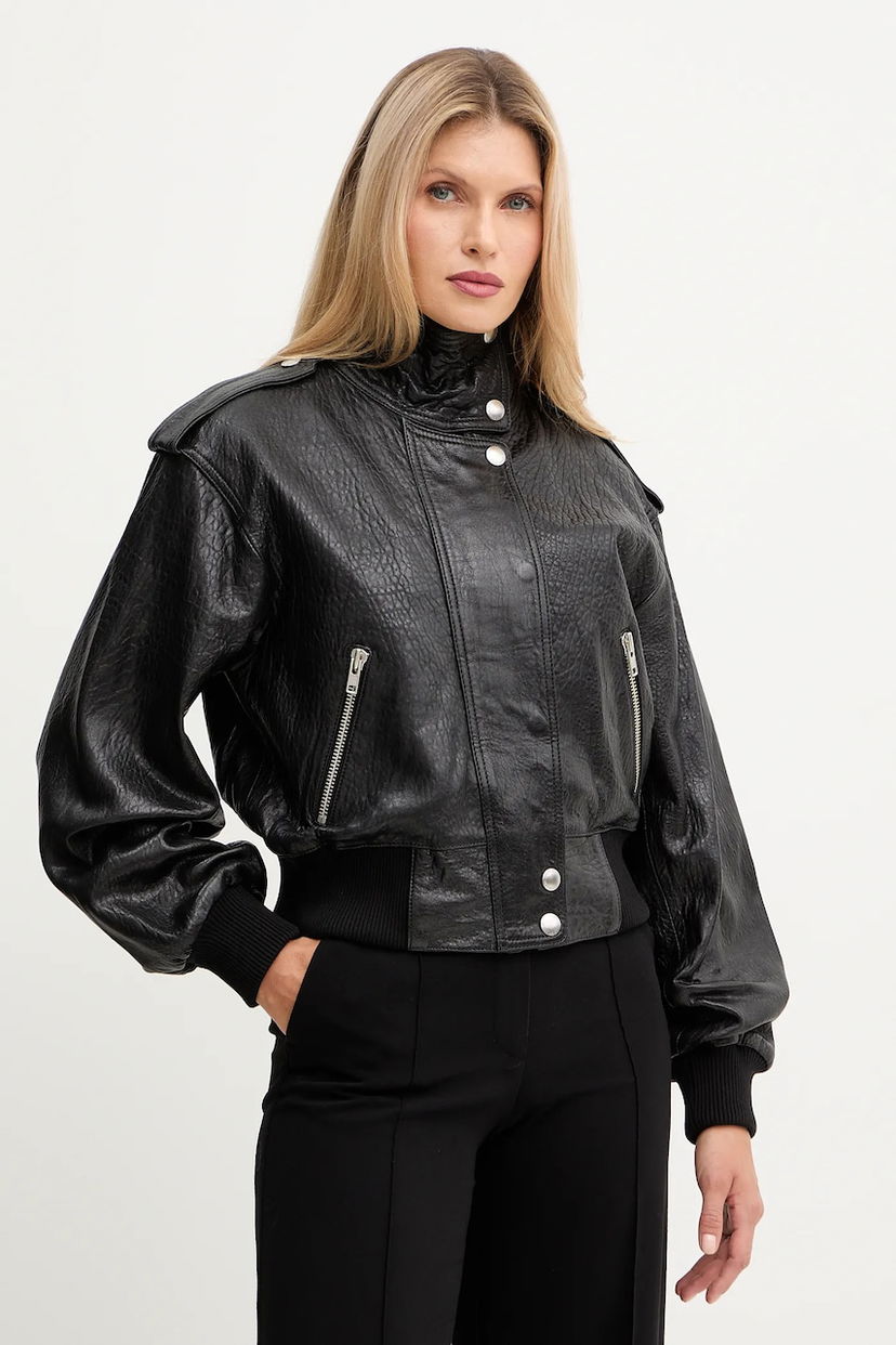 Куртка бомбер STAND STUDIO Stand Studio Ciara Oversized Leather Bomber Jacket чорний | 66526.7970