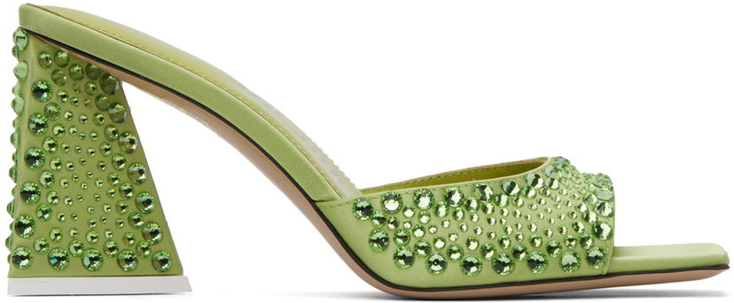 Аксесуари The Attico Attico Mini Devon Crystal-Embellished Satin Mules Зелений | 241WS772 V015T