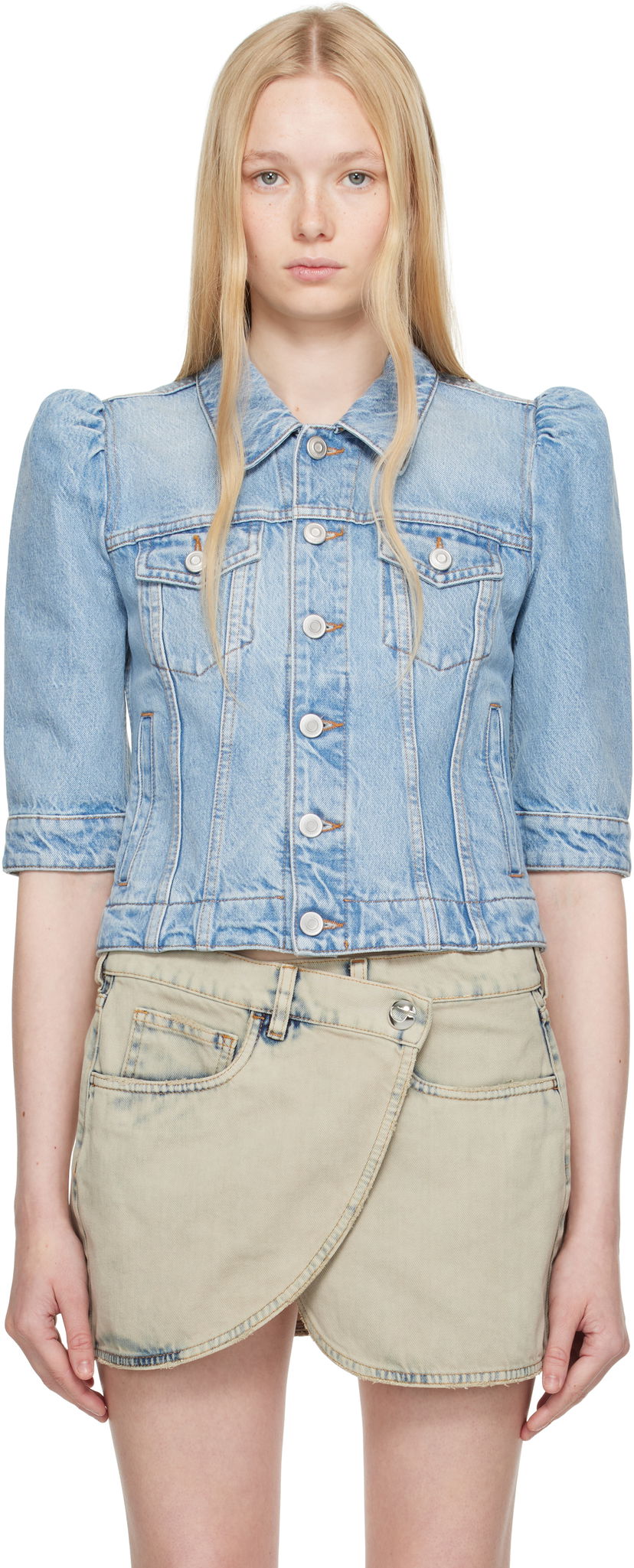 Куртка Coperni Coperni Slim-Fit Cropped Denim Jacket Синій | COPBL30F2020