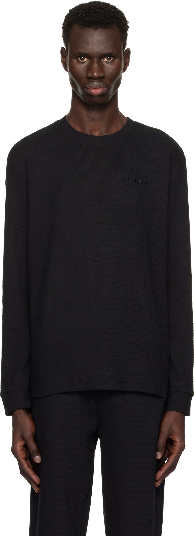 Футболка BOSS Hugo Embroidered Logo Long Sleeve T-Shirt чорний | 50532022