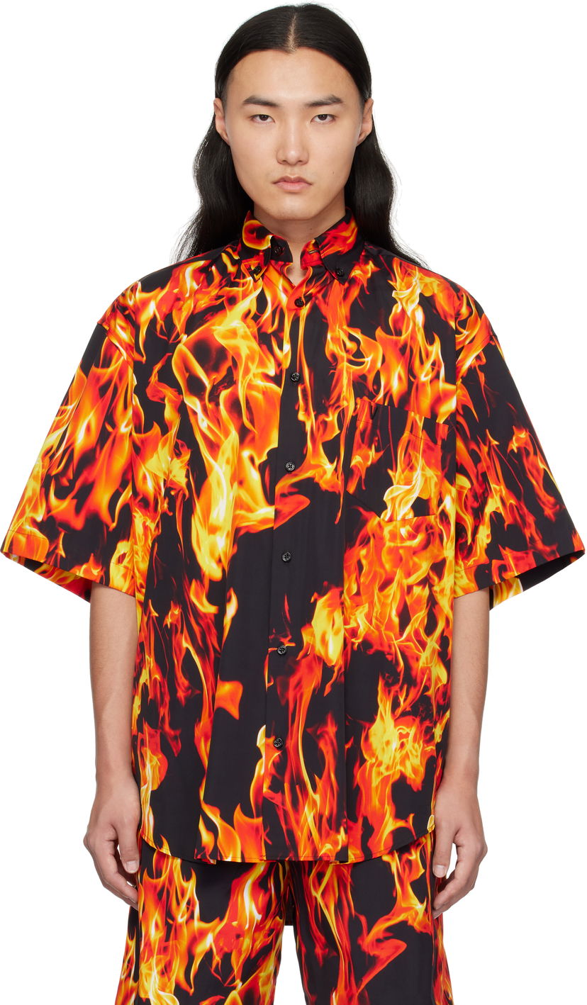 Сорочка VETEMENTS Vetements Fire Print Short Sleeve Shirt Різнокольоровий | UA66SH430X