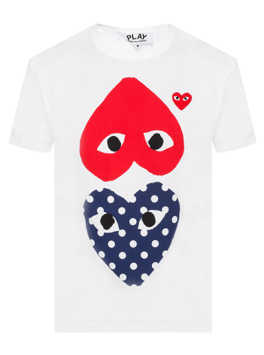 Футболка Comme des Garçons PLAY Polka Dot Mix Heart T-Shirt білий | P1T240
