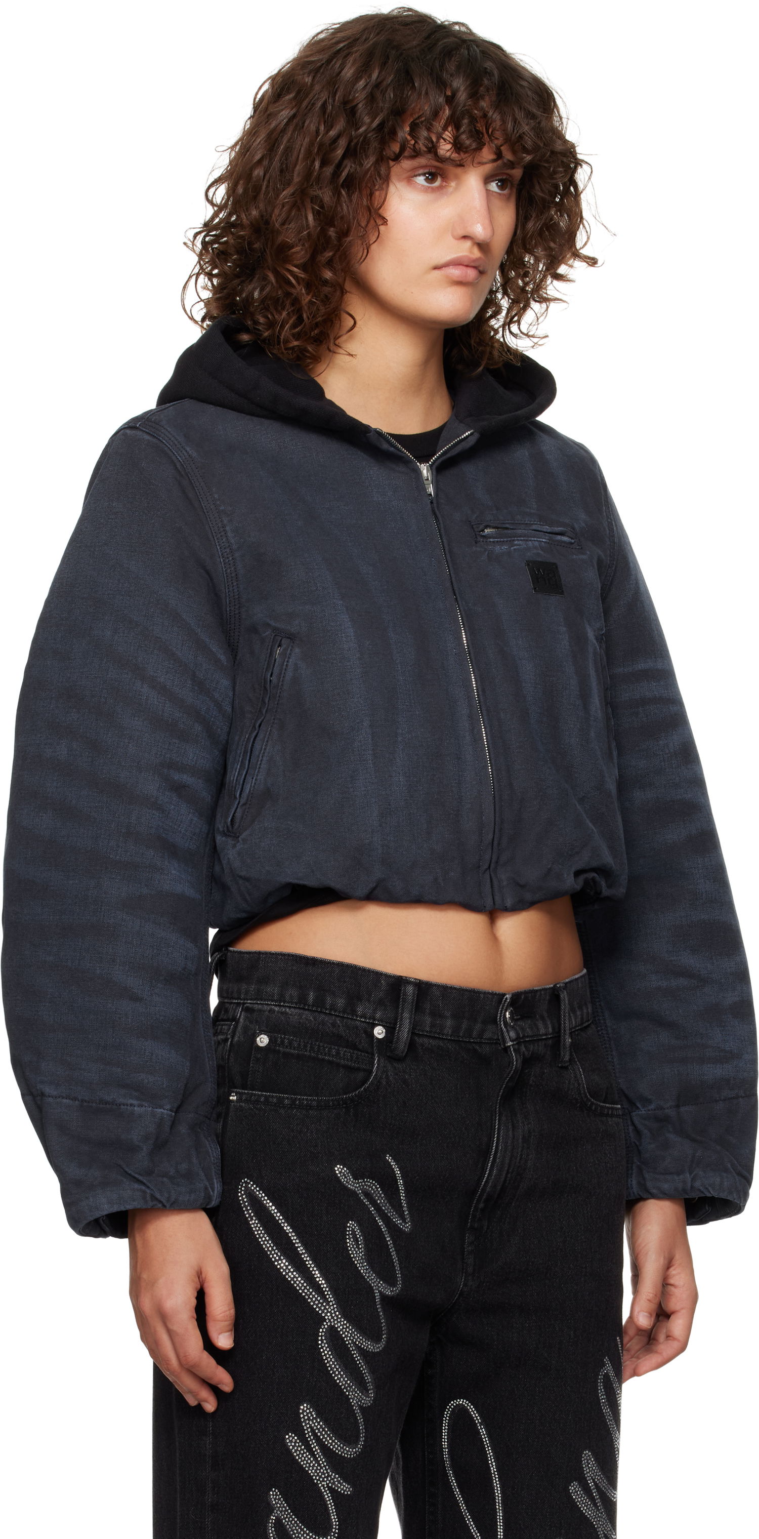 Куртка Alexander Wang Padded Cropped Hooded Jacket Синій | 4WC4242095, 1