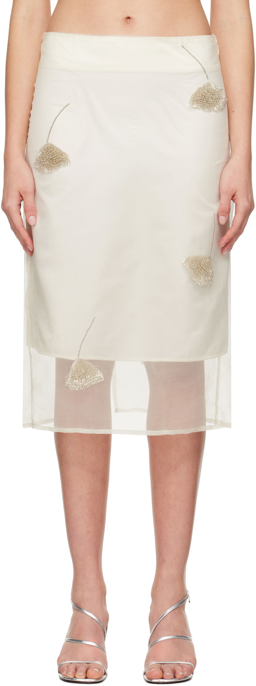 Спідниця Róhe Róhe Embellished Tulip Organza Midi Skirt білий | 414-32-147