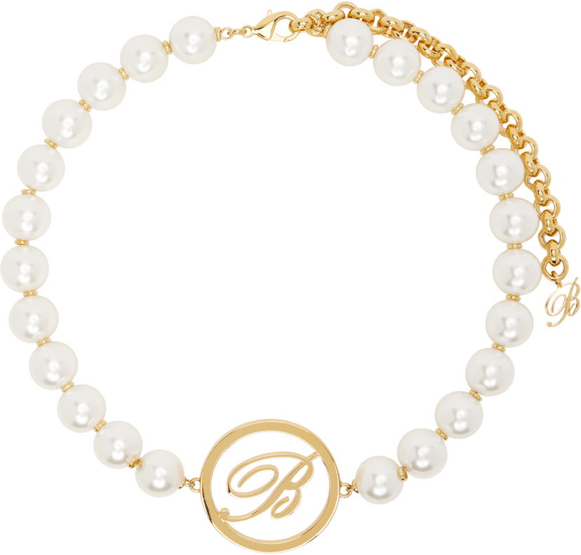 Кольє Blumarine Blumarine Faux-Pearl Choker Necklace with Initial Pendant Металік | P522W313A