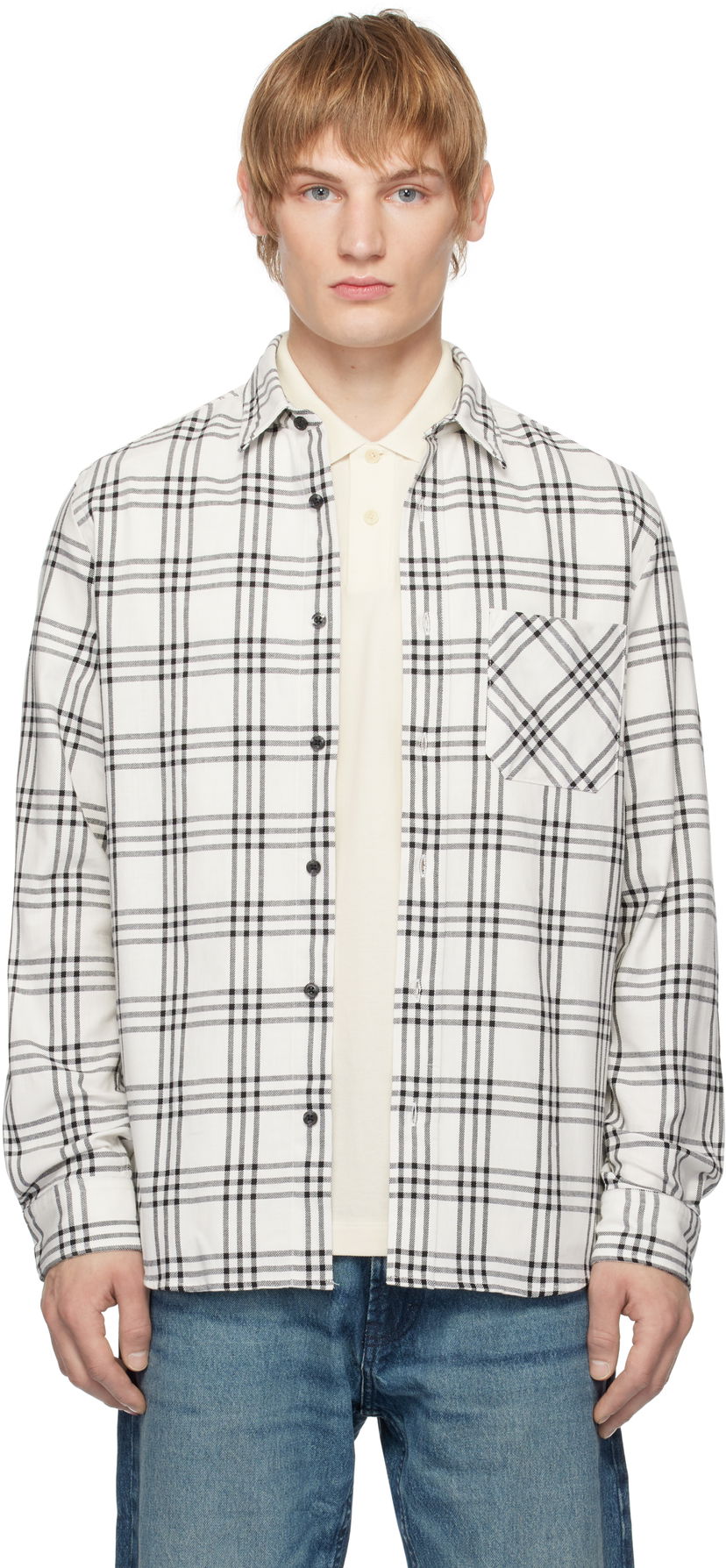 Сорочка BOSS Checkered Cotton Shirt білий | 50534853